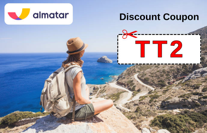 Almatar coupon code TT2 — sitewide travel package and installment discount, exclusive code provided by Promocode.sale