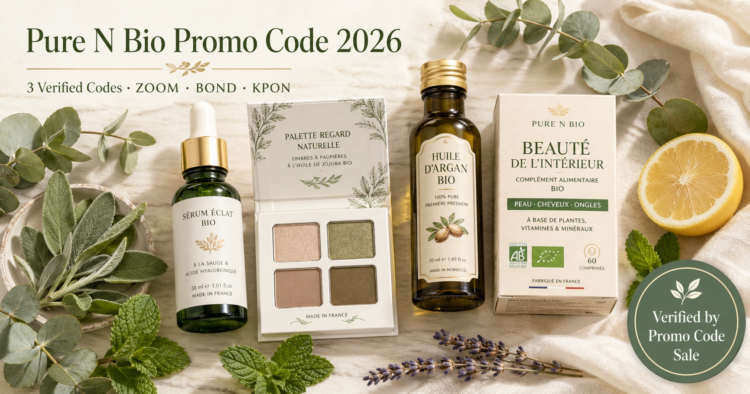 Pure N Bio promo code 2026 — verified discount codes ZOOM, BOND, and KPON for organic French beauty at purenbio.com, curated by Promo Code Sale.