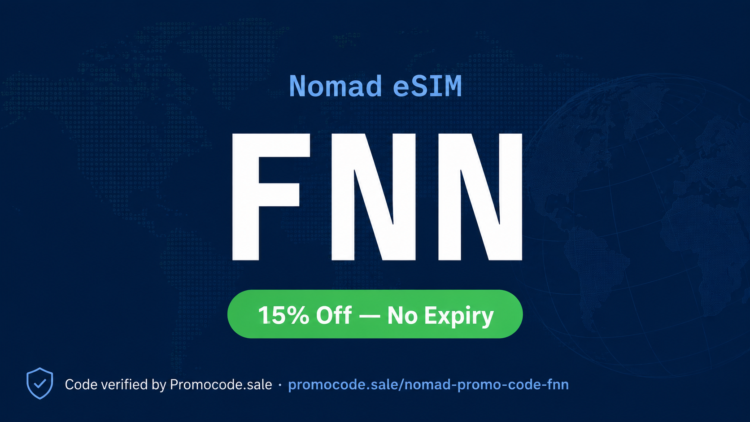 Nomad promo code FNN — 15% off travel eSIM in 200+ countries, no expiry. Verified by Promocode.sale