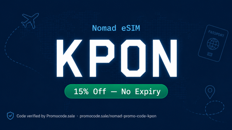 Nomad promo code KPON — 15% off travel eSIM in 200+ countries, no expiry. Verified by Promocode.sale