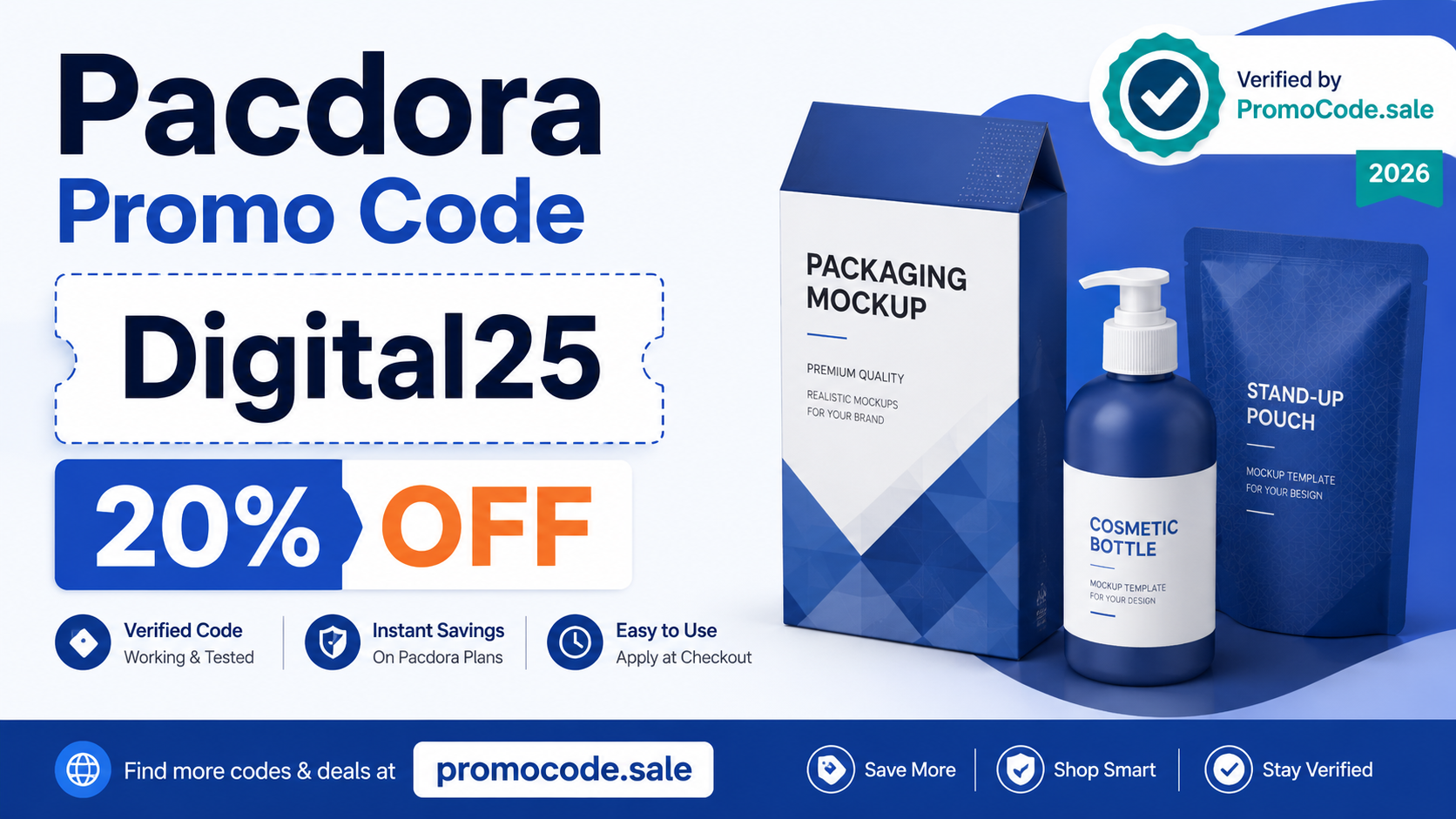 Pacdora promo code Digital25 for 20% off packaging design plans in 2026, sourced and verified by PromoCode.sale