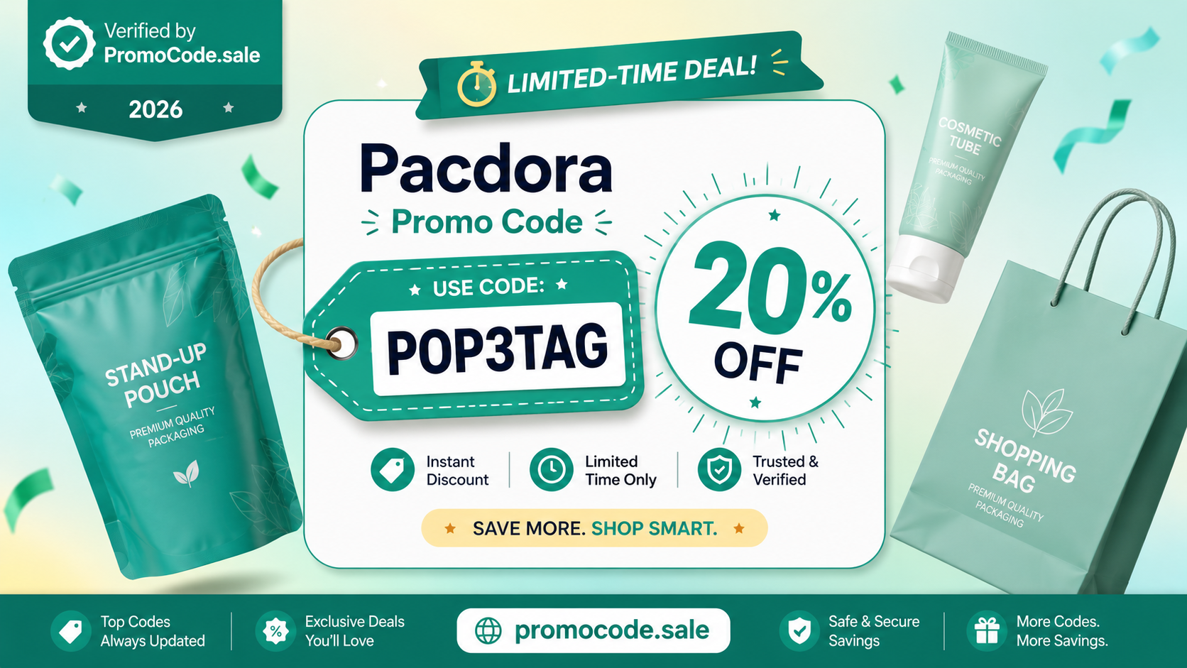 Pacdora coupon code POP3TAG unlocking 20% off Pacdora packaging-design subscriptions in 2026, verified by PromoCode.sale