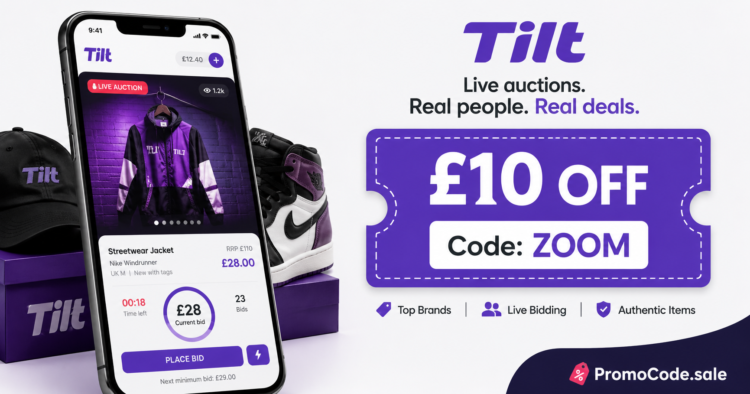 Tilt Promo Code ZOOM – £10 off sitewide discount code