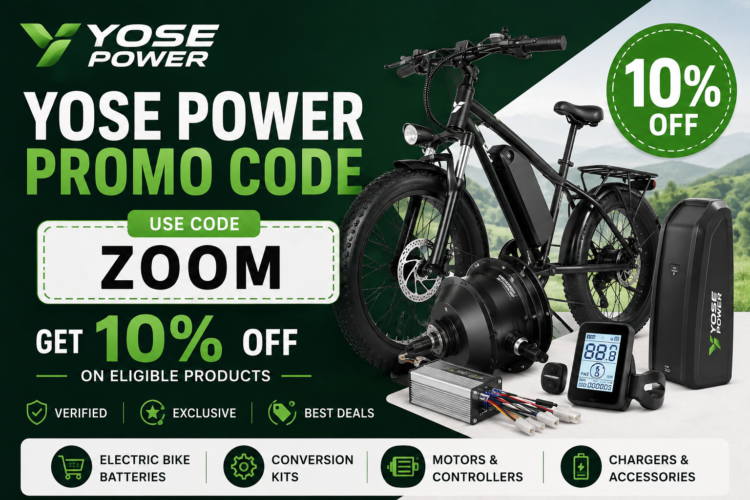 YOSE POWER Promo Code ZOOM with 10% discount on electric bike batteries, conversion kits, motors, chargers, and accessories.
